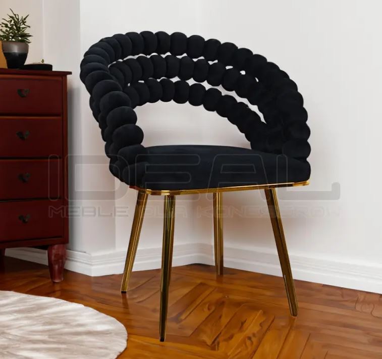 tapicerowane krzesło fantasy ander gold na złotej podstawie